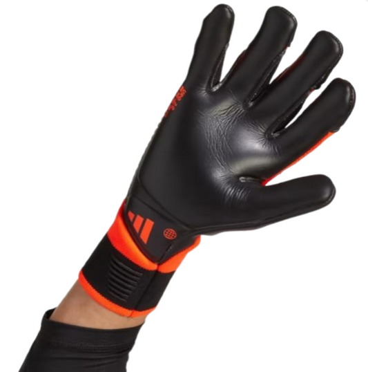 Black and orange glove with Adidas logo on a white background