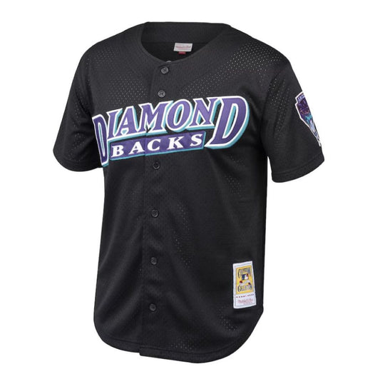 Mitchell & Ness Men's MLB Arizona Diamondbacks Randy Johnson #51 Cooperstown Mesh Batting Practice Button-Up Jersey - Black