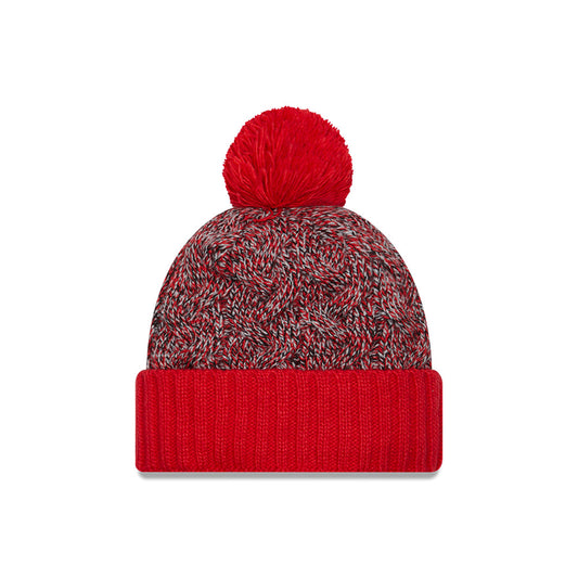 New Era Womens Toronto Raptors Team Marl Knit Cuffed POM Toque Red