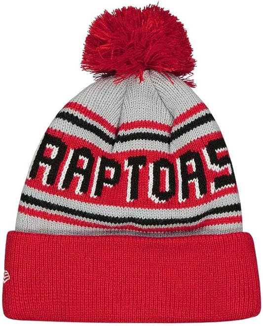 New Era Youth Red/Gray Toronto Raptors Tip-Off Two-Tone Cuffed Knit Hat with Pom