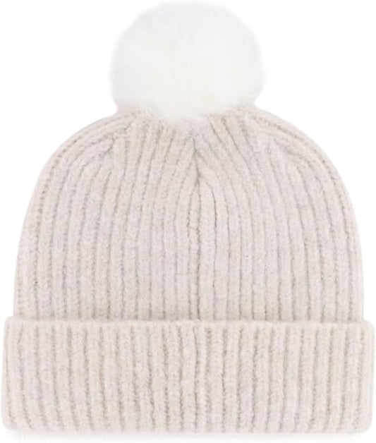 47 Womens NHL Edmonton Oilers Mellow Cuff Knit Beanie with Pom - Cream