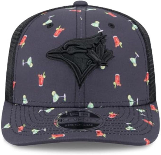 New Era MLB Toronto Blue Jays Adventure Drinks Pattern 9SEVENTY Stretch-Snap Hat - Black