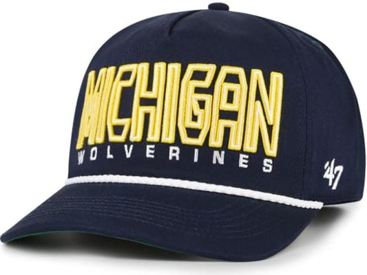'47 NCAA Michigan Wolverines Byline Cord Hitch Adjustable Snapback Hat - Dark Navy