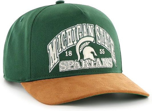 47 NCAA Michigan State Spartans Break Wood Suede Hitch Adjustable Snapback Hat - Green/Brown