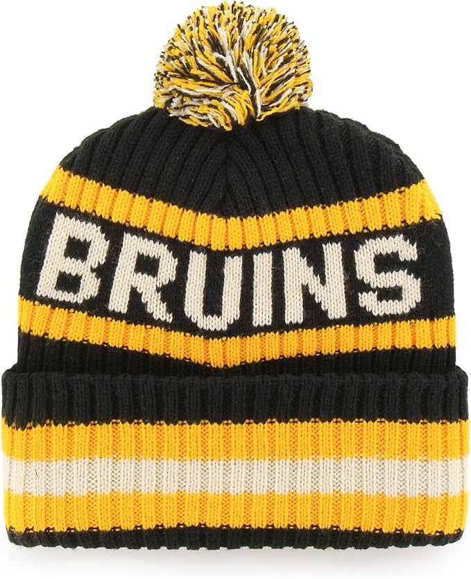 '47 NHL Boston Bruins Bering Cuff Knit Pom Hat - Yellow/Black