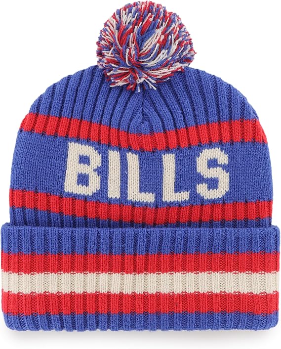 47 NFL Buffalo Bills Bering Cuffed Knit Hat with Pom - Blue