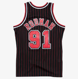 Mitchell & Ness Men's NBA Chicago Bulls Dennis Rodman 1995/96 Pinstripe Hardwood Classics Swingman Jersey - Black