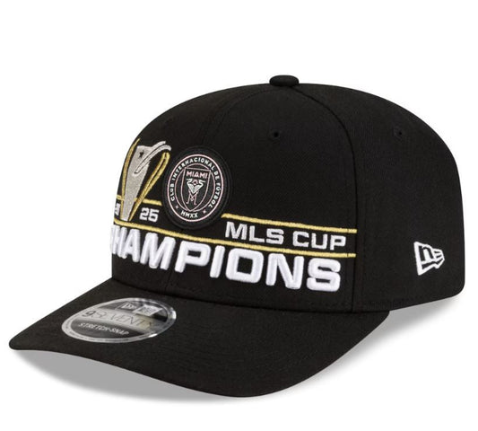 New Era Inter Miami CF 2025 MLS Champions Locker Room 9SEVENTY Stretch Snap Snapback Hat - Black