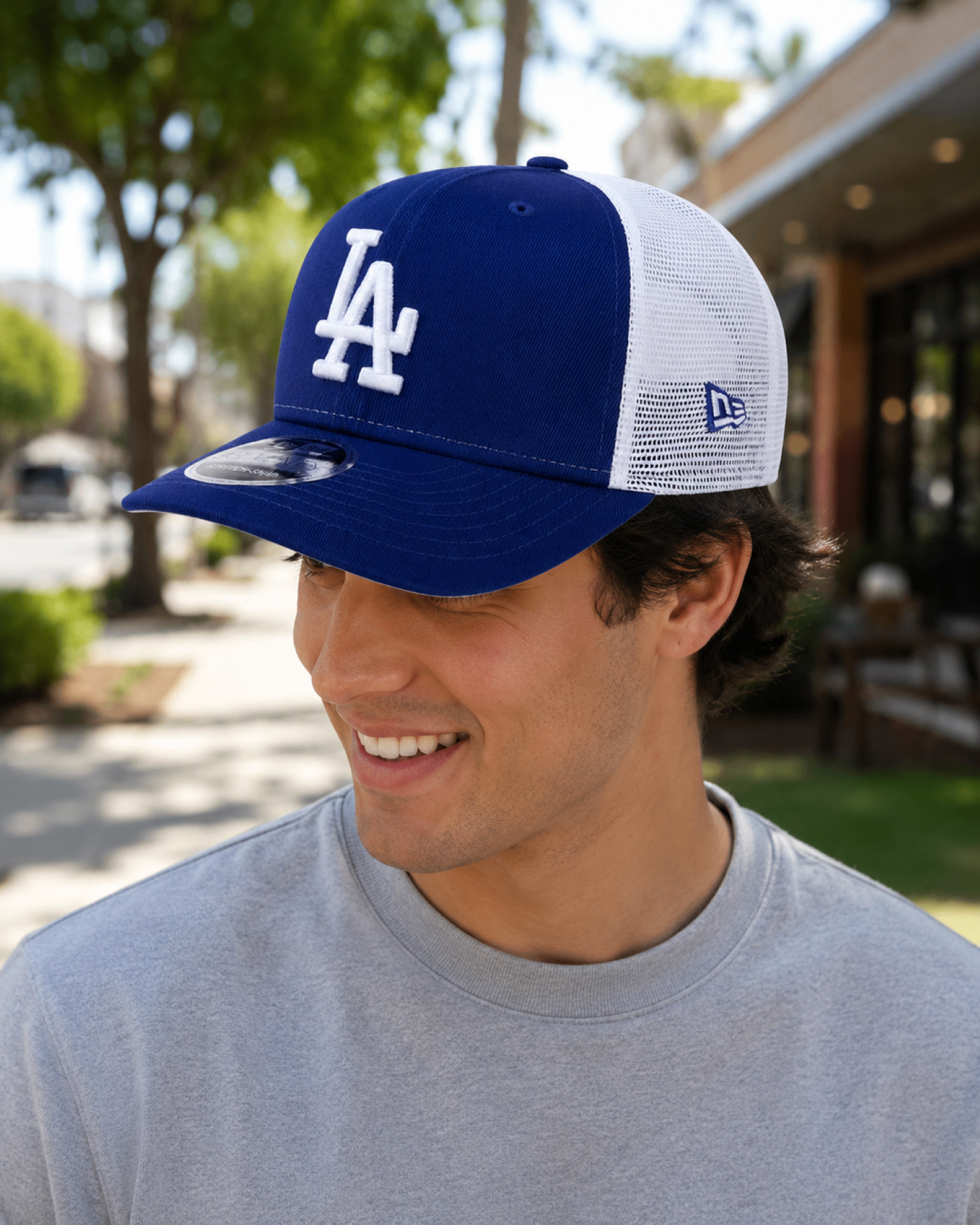 New Era MLB Los Angeles Dodgers 9SEVENTY Stretch-Snap Adjustable Trucker Hat - Blue/White