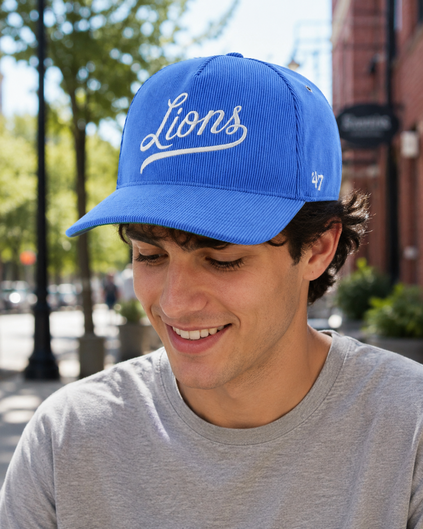 '47 NFL Detroit Lions Foundational Sandstone Script Hitch RF Adjustable Snapback Hat - Blue