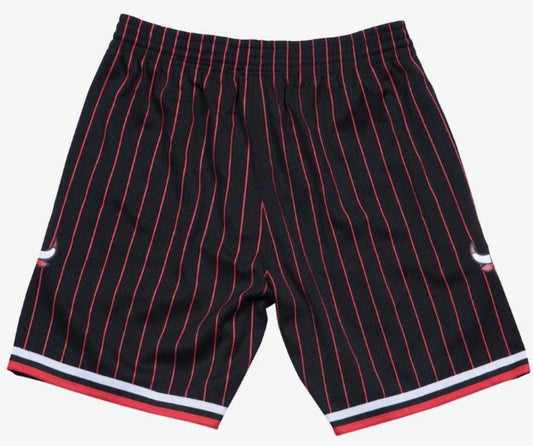 Mitchell & Ness Men's Chicago Bulls 1996-97 Black Alternate Swingman Shorts - Black/Red Pinstripe