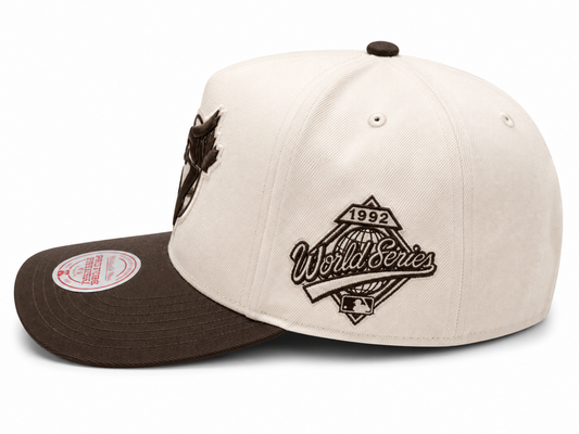 Mitchell & Ness MLB Toronto Blue Jays Cooperstown 1992 WS Sidepatch Pro Pinch Fit Snapback Hat - Tan/Brown