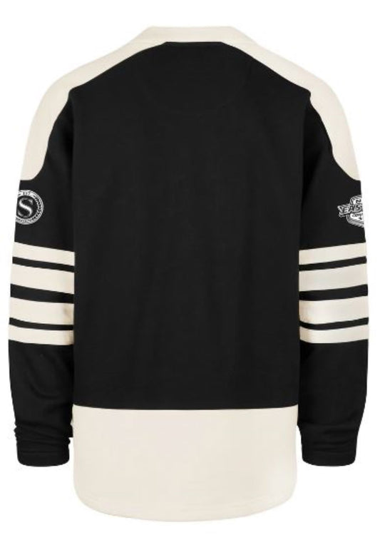 '47 NHL Ottawa Senators Golden Age Sweep Check Eternal Lacer Fleece Hoodie - Black/White