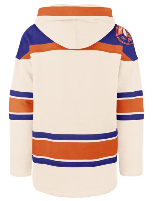 '47 NHL Edmonton Oilers Lacer Hoodie - Off White/Orange/Blue