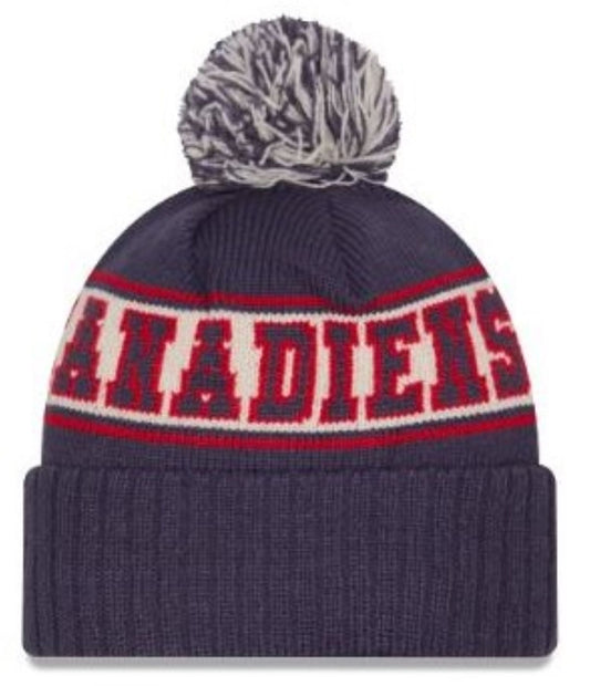 New Era NHL Montreal Canadiens Retro Pom Knit Beanie - Navy/Red