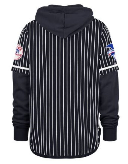 '47 MLB New York Yankees Pinstripe LC Double Header Shortstop Pullover Hoodie - Royal Blue