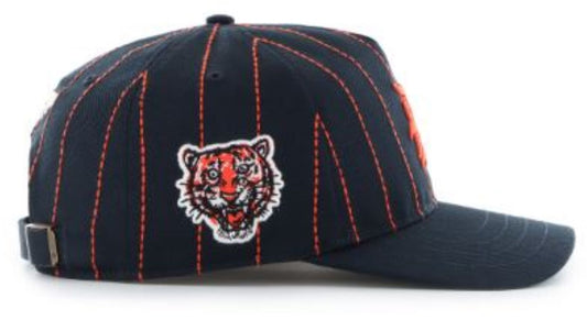 '47 MLB Detroit Tigers Rawlings Pinstripe Clean Up Adjustable Snapback Hat - Black/Orange