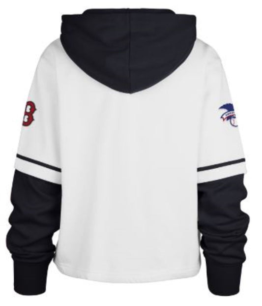 47 MLB Boston Red Sox Women's Cropped Trifecta Shortstop Hoodie - White/Black