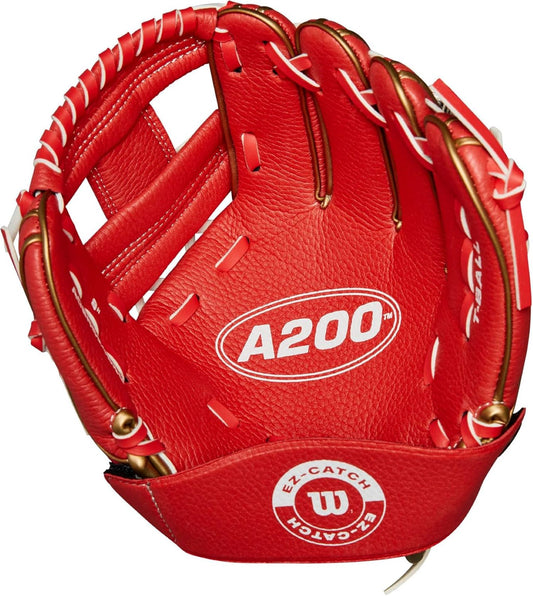 Wilson 2024 A200™ EZ Catch™ 9” T-Ball Glove - Right Hand Throw, Red/Metallic Gold