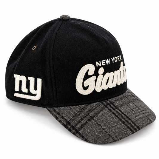 47 Hitch RF NFL New York Giants Windowpane Two Tone Adjustable Snapback Hat - Black/Plaid