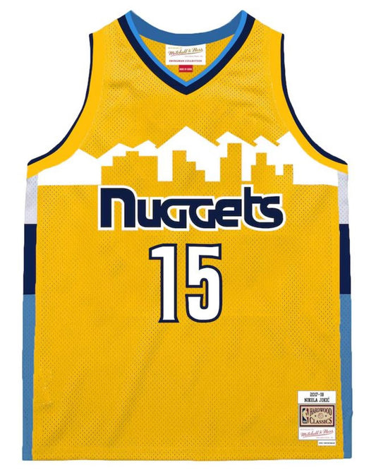Mitchell & Ness NBA Denver Nuggets Nikola Jokic #15 2017-18 Hardwood Classics Swingman Jersey - Yellow