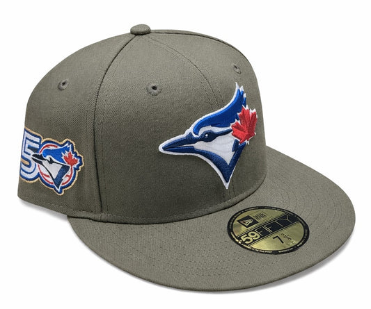 New Era 59FIFTY MLB Toronto Blue Jays 50th Anniversary Side Patch Custom Collection Fitted Hat - Olive Green