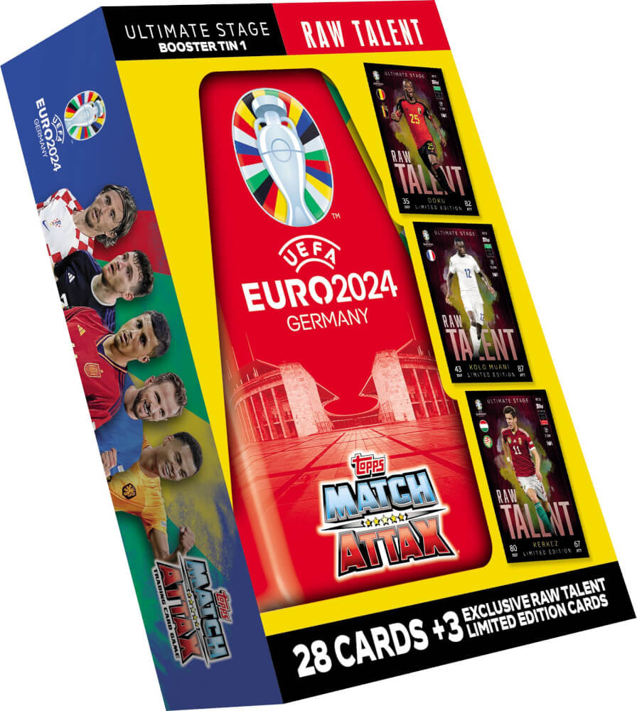 Topps Match Attax Euro 2024 Raw Talent Soccer Cards - Booster Tin 1