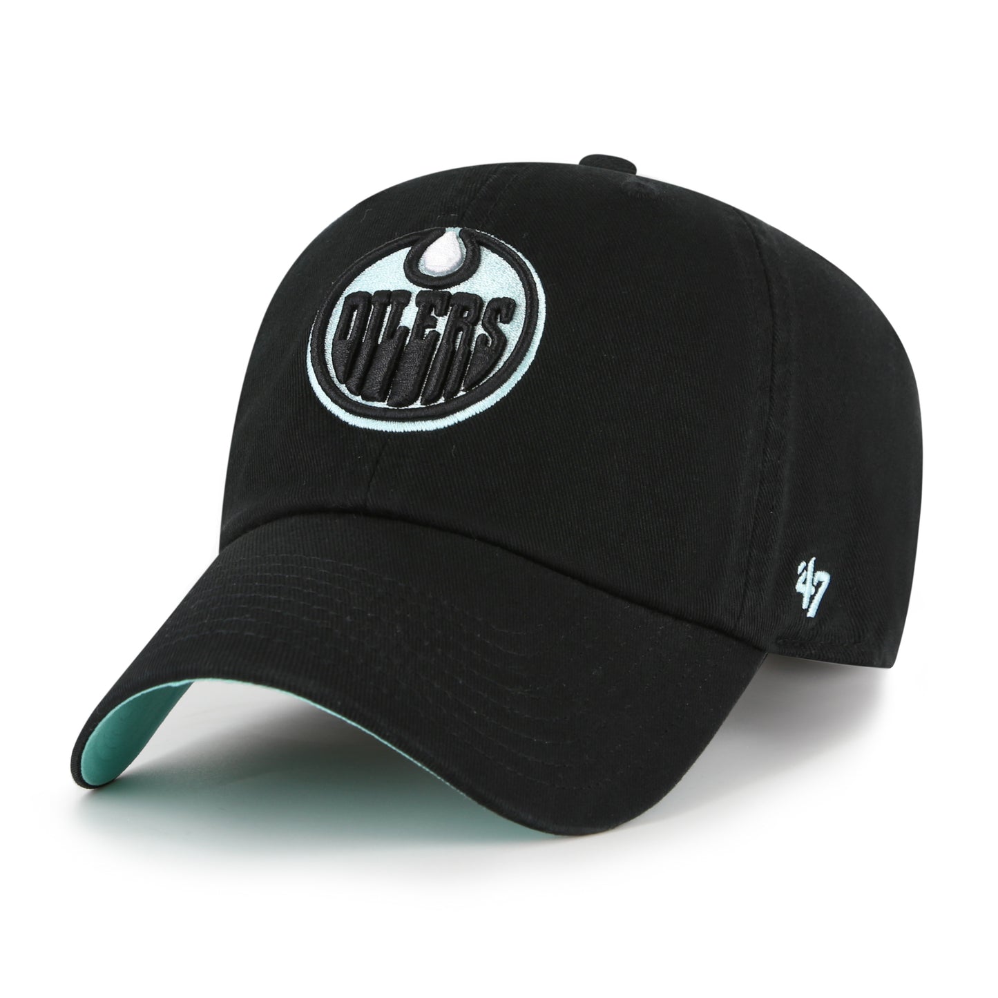 '47 NHL Edmonton Oilers Black Mint Double Under Clean Up Adjustable Hat - Black