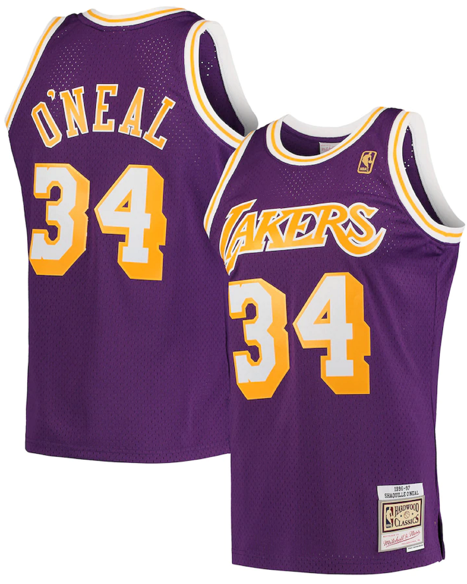 Men's Mitchell & Ness Shaquille O'Neal Black Los Angeles Lakers 1996-97  Hardwood Classics Reload Swingman Jersey
