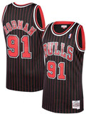 Mitchell & Ness Men's NBA Chicago Bulls Dennis Rodman 1995/96 Pinstripe Hardwood Classics Swingman Jersey - Black