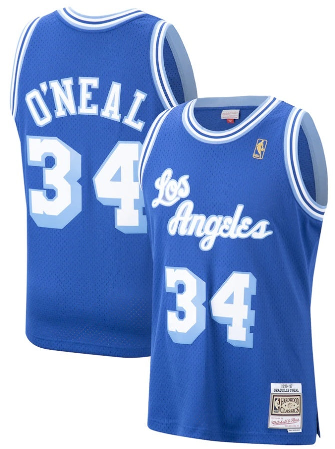Men s Los Angeles Lakers Shaquille O Neal Mitchell Ness Royal Hardwo