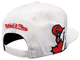 Toronto Raptors Canada Day Text Logo Mitchell & Ness White Wool Side Patch Snapback Hat