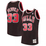 Mitchell & Ness Men's NBA Chicago Bulls Scottie Pippen 1995-96 Pinstripe Hardwood Classics Swingman Jersey - Black