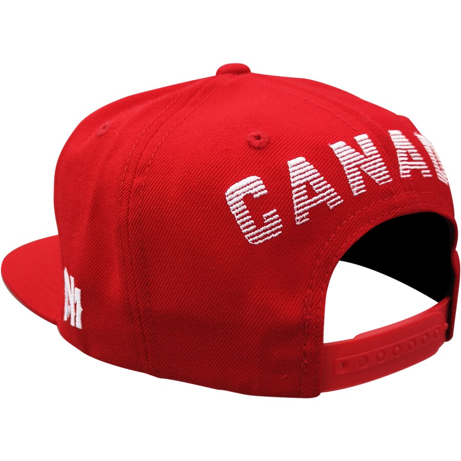 Men s Mitchell Ness Red Toronto Raptors Canada Day Mascot Snapback Adjustable Hat