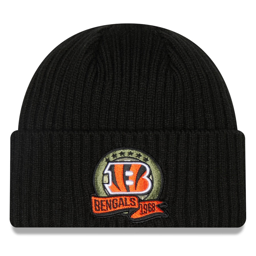Youth New Era Black Cincinnati Bengals 2022 Salute To Service Knit Hat