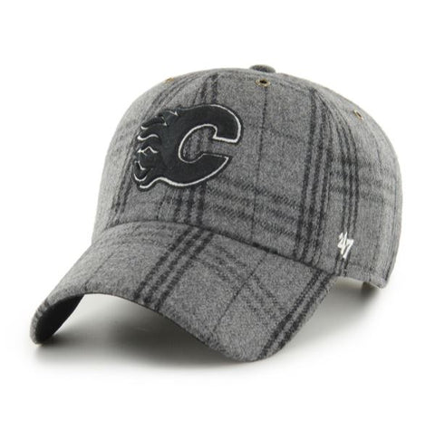 '47 NHL Calgary Flames Windowpane Plaid Clean Up Adjustable - Grey