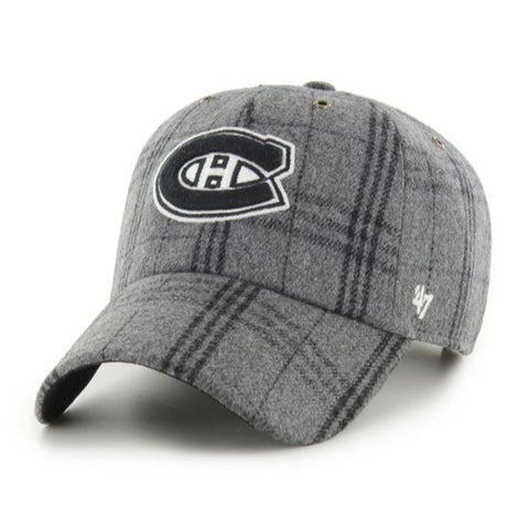 '47 NHL Montreal Canadiens Windowpane Plaid Clean Up Adjustable - Grey