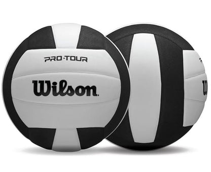 Black and white Wilson Pro Tour volleyball on a white background