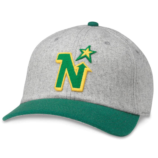 American Needle NHL Minnesota North Stars Archive Legend Cap- Grey/ Green