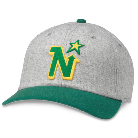 American Needle NHL Minnesota North Stars Archive Legend Cap- Grey/ Green