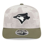 New Era 9SEVENTY Trucker MLB Toronto Blue Jays 2025 Armed Forces Day Mesh Back Adjustable Snapback Hat - Beige/Olive Green