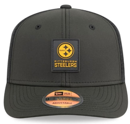 New Era NFL Pittsburgh Steelers 2025 Sideline 9SEVENTY Trucker Adjustable Hat - Black