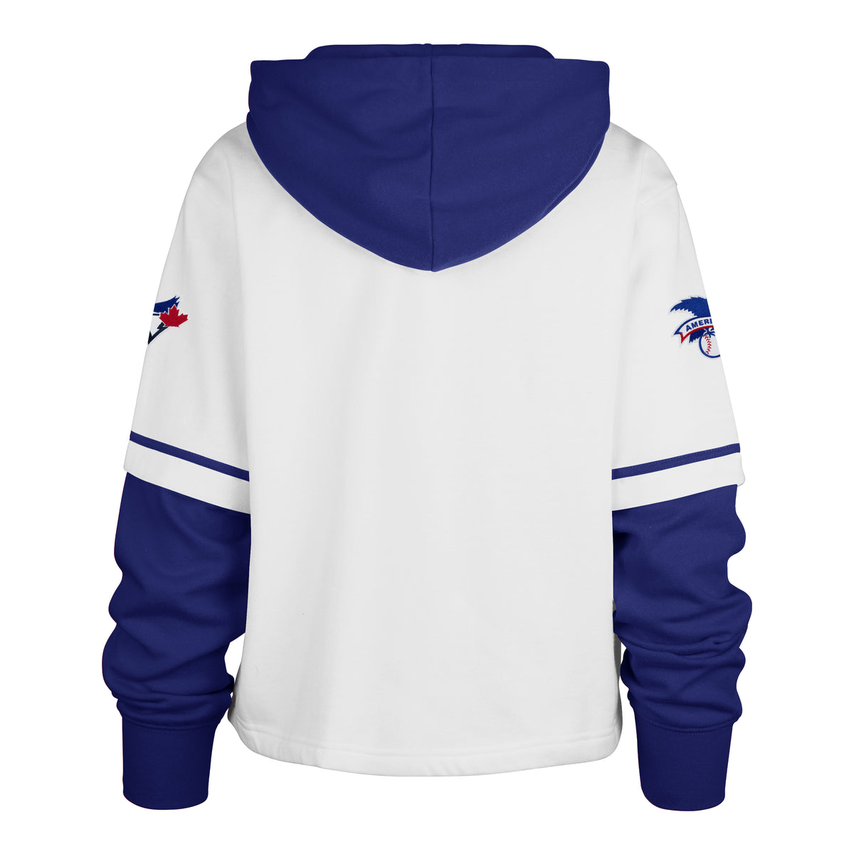 47 MLB Womens Toronto Blue Jays Cropped Trifecta Shortstop Pullover Hoodie - Blue/White