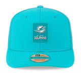 New Era NFL Miami Dolphins 2025 Sideline 9SEVENTY Trucker Adjustable Hat - Aqua