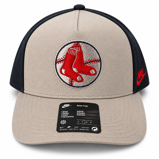 Nike MLB Boston Red Sox Rise Cap Adjustable Snapback Hat – Beige/Navy
