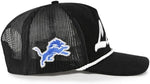 '47 NFL Detroit Lions Double Header Rope Mesh Adjustable Snapback Hat - Black