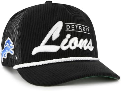 '47 NFL Detroit Lions Double Header Rope Mesh Adjustable Snapback Hat - Black