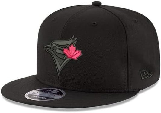 New Era 9FIFTY MLB Toronto Blue Jays Black on Black Red Leaf Adjustable Snapback Hat - Black