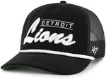 '47 NFL Detroit Lions Double Header Rope Mesh Adjustable Snapback Hat - Black