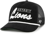 '47 NFL Detroit Lions Double Header Rope Mesh Adjustable Snapback Hat - Black